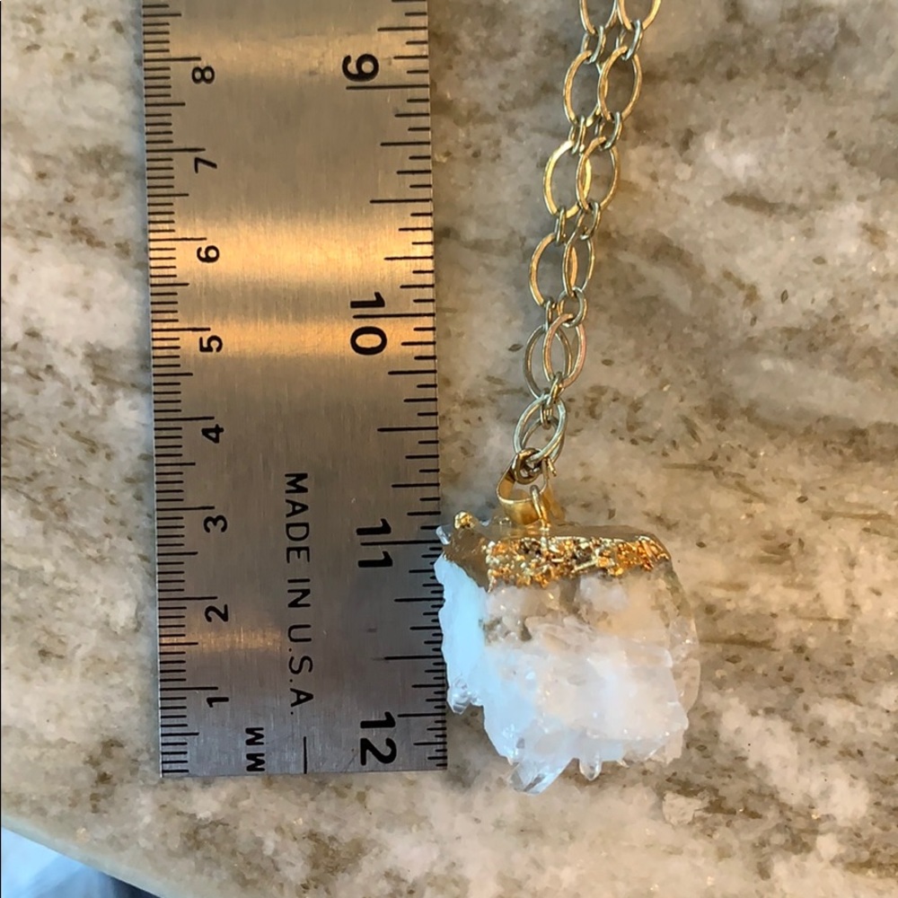 Clear crystal quartz druzy 20” chain necklace - Picture 5 of 8